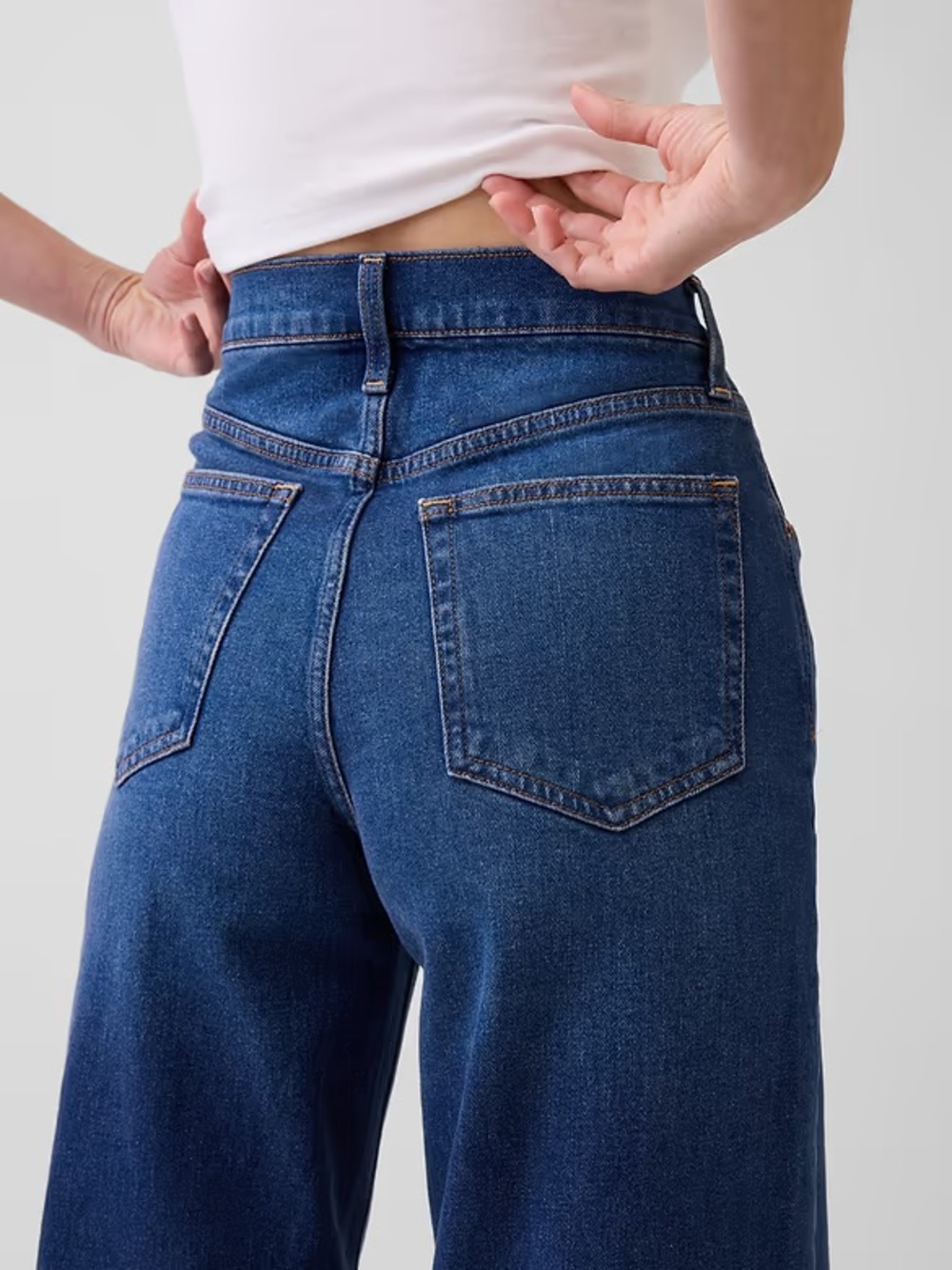 GAP High Rise Stride Wide Leg Jeans 26P Petite Medium Indigo - Picture 5 of 10